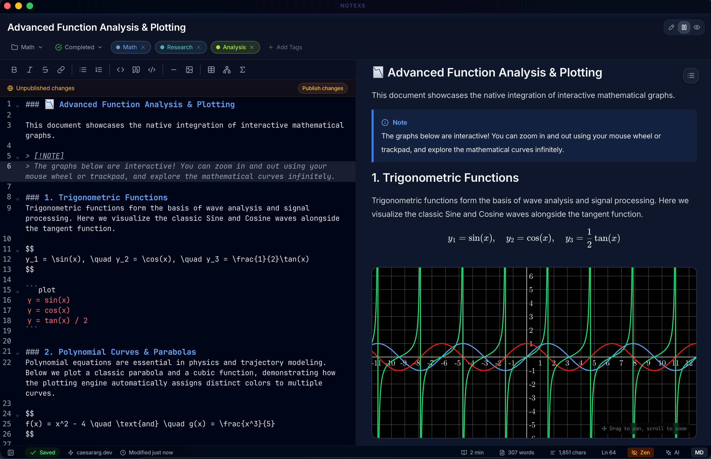 Notexs App Interface — Markdown workspace for thinkers and builders