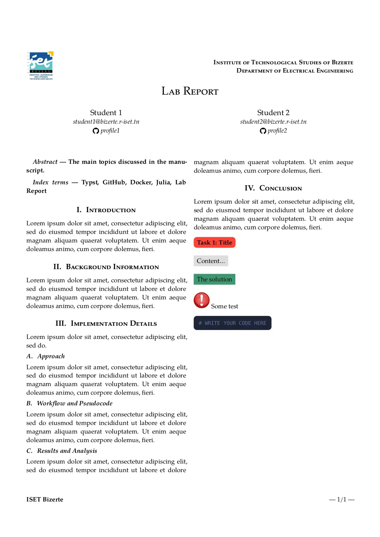 Typst report PDF generated with Notexs